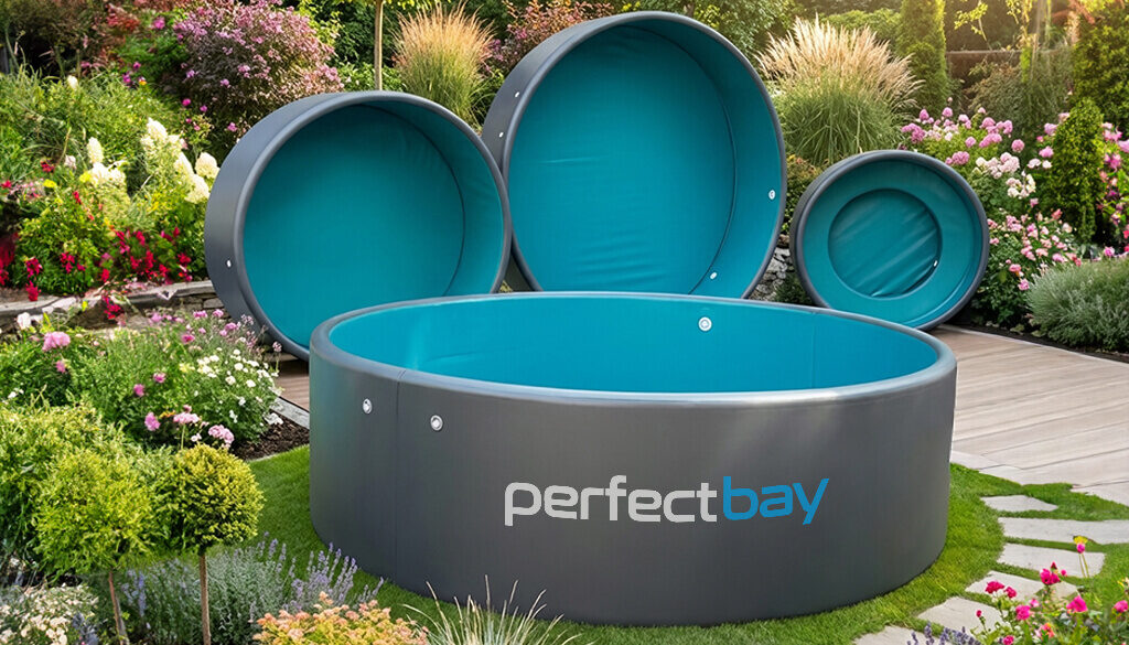 Veschiedene Gartenpools steen im Garten - Poolgröße wählen
